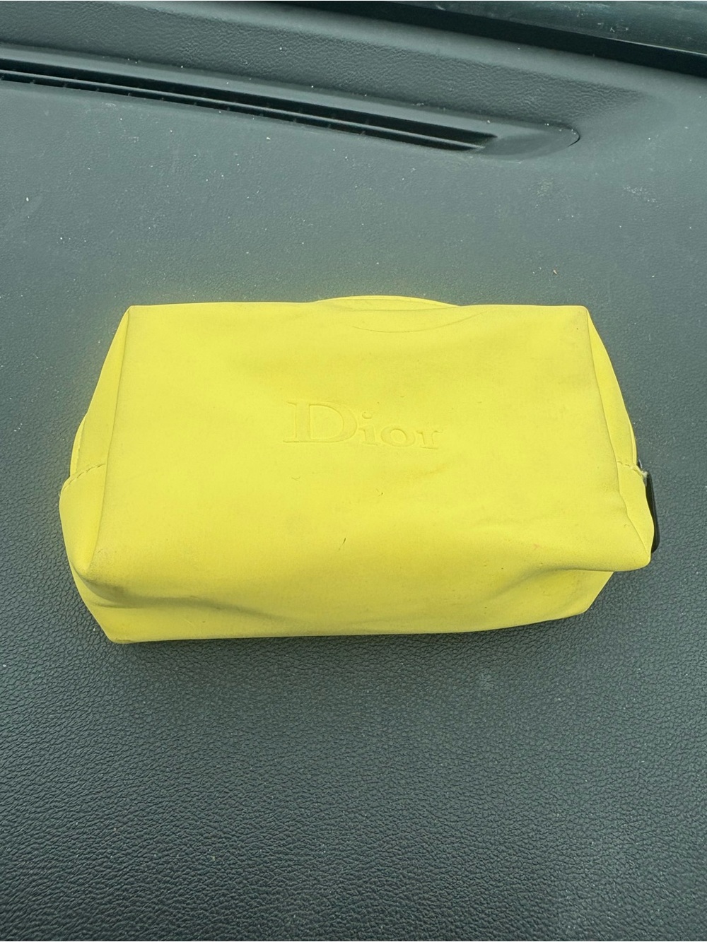 Dior Yellow Embossed Logo Cosmetic Pouch - Picture 2 of 8